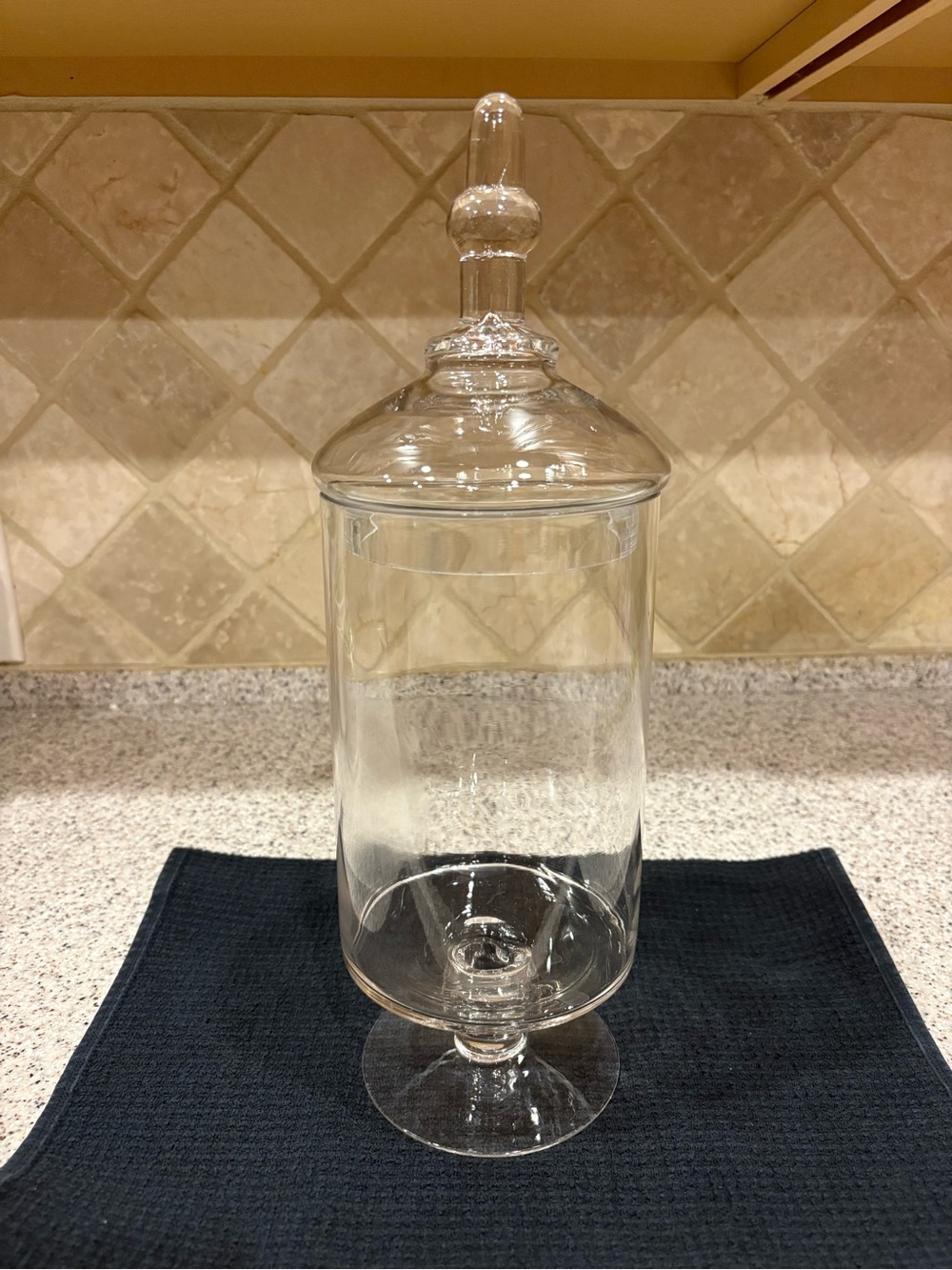 Tall Footed Glass Apothecary Candy Jar with Lid